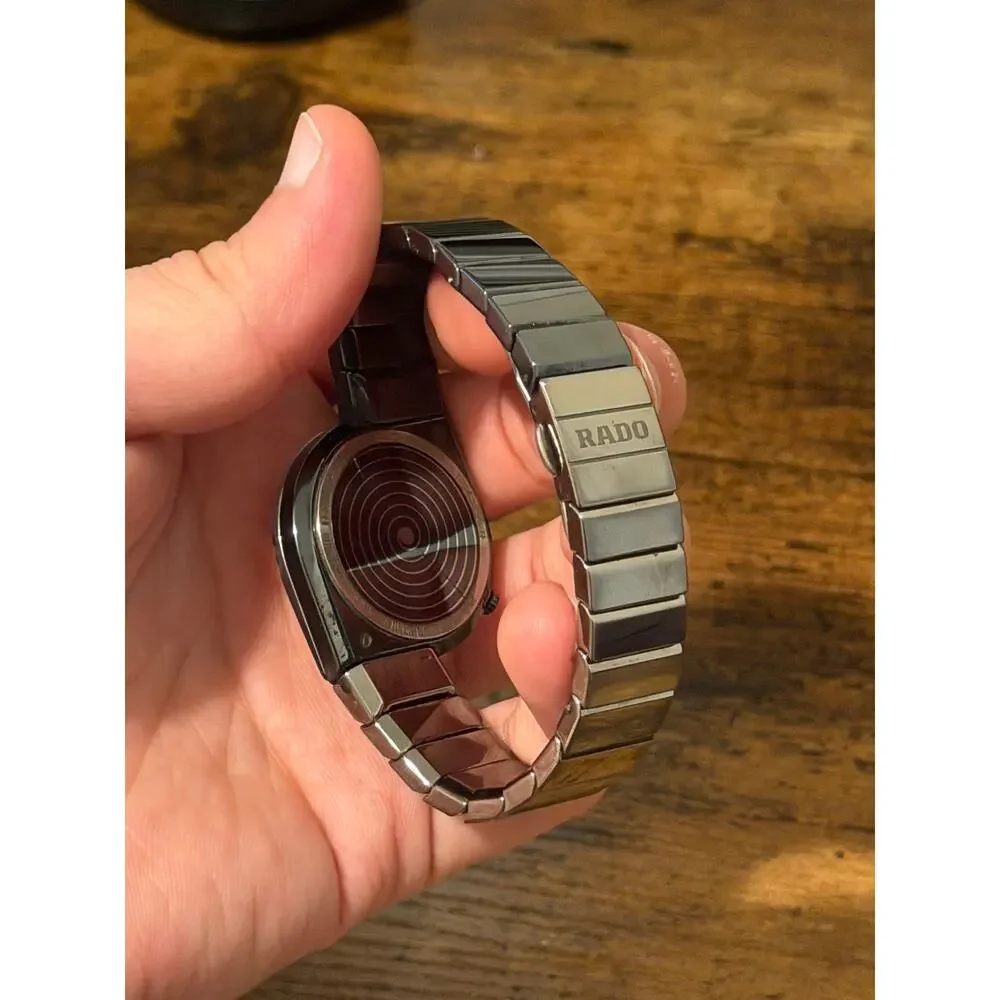 Vintage Rado DiaStar Coupole Mirror Dial Black Ceramic Titanium Quartz Watch